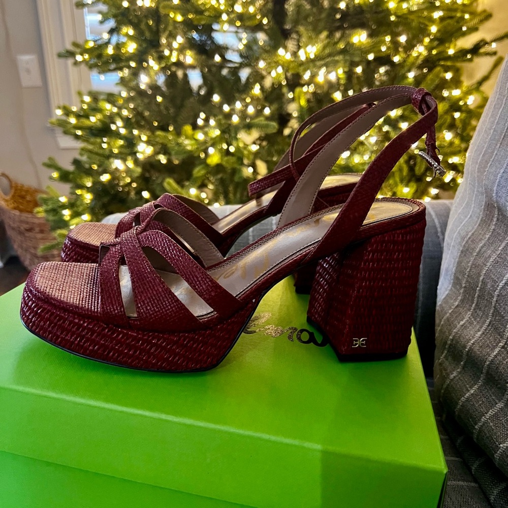 Sam Edelman Dark Red Platform Heels